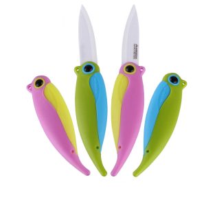 Ceramic Parrot Knife Pocket Folding Fruit Knife With Safety Sheath