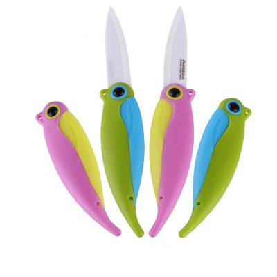 Ceramic Parrot Knife Pocket Folding Fruit Knife With Safety Sheath
