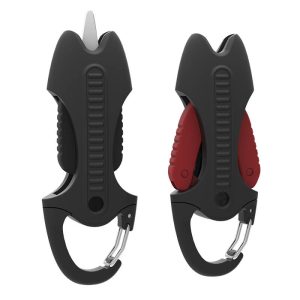 Retractable Fishing Line Cutter Serrated Blade Ceramic Braid Scissors With Carabineer