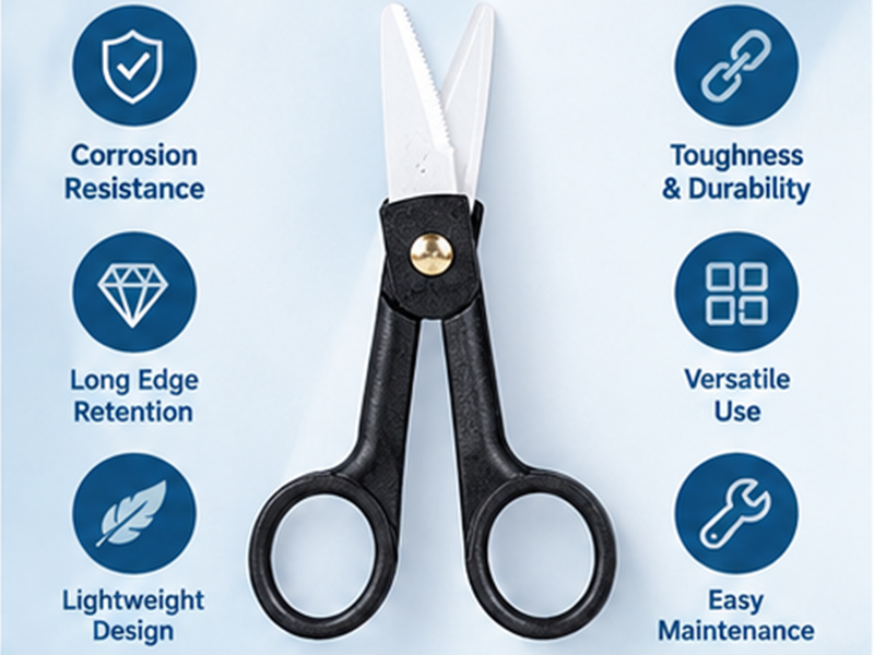 Compact ceramic fishing scissors showcasing rust resistance, edge retention, and durability