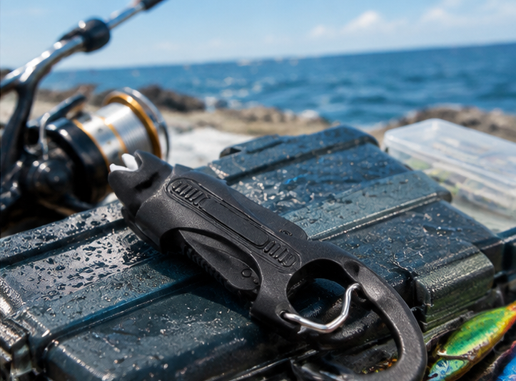 Saltwater fishing scissors designed for braided PE line cutting in marine fishing environments Saltwater fishing scissors designed for braided PE line cutting in marine fishing environments