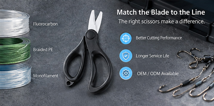 MIDDIA ceramic fishing scissors cutting transparent fluorocarbon fishing line MIDDIA ceramic fishing scissors cutting transparent fluorocarbon fishing line