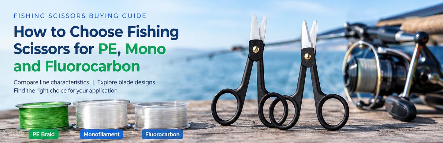 Fishing scissors for PE braid, monofilament and fluorocarbon line Fishing scissors for PE braid, monofilament and fluorocarbon line
