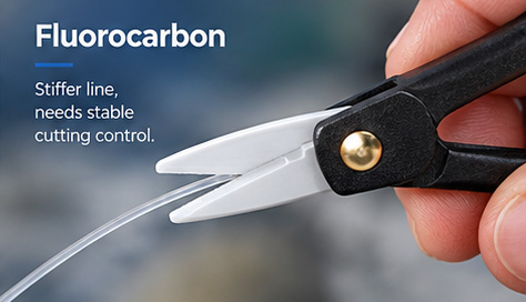 Ceramic fishing scissors cutting fluorocarbon fishing leader line Ceramic fishing scissors cutting fluorocarbon fishing leader line