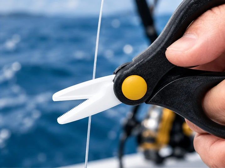 Ceramic fishing line cutter designed for cutting fishing line during fishing