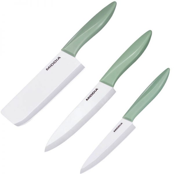 3 Pieces Ceramic Kitchen Knives Set Chef Cutting Knife