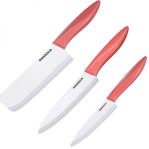 3 Pieces Ceramic Kitchen Knives Set Chef Cutting Knife