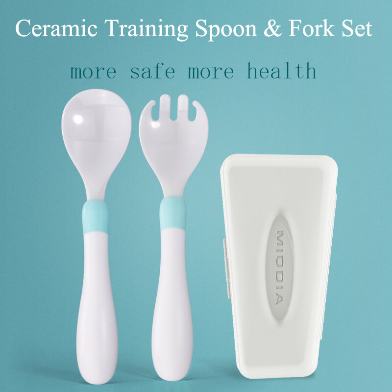 Ceramic Kids Cutlery Sets Baby Feeding Fork Spoon