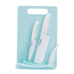 Name Most Popular Kitchen Ceramic Utility Knife Set with Stand Item No. JZ64H01 Material Blade: Zirconia Ceramic; Handle:PP Blade Color White Handle Color White OR Customized Size As blow pic described. Usage Utility chef knife for kitchen cutting; fruit knife and peeler Feature 1. This ceramic knife is safe to be used on food; 2. Durable, Ultra-sharp edge, strong enough to withstand a dropping test; 3. It is handy, safety, environmentally-friendly and hygienic; 4. Blade is made from high purity Zirconia which is anti-bacteria, anti-fouling, non-toxic and non- corrosive; 5. LFGB, ROHS, PAHS, SGS certificated. Cautious 1. Keep it away from Children; 2. Don't cut hard or frozen food; 3. Don't use your hand to test the hardness of blade; 4. Don't put it into dishwasher; 5. Ceramic knife should be used on plastic or wood cutting board.